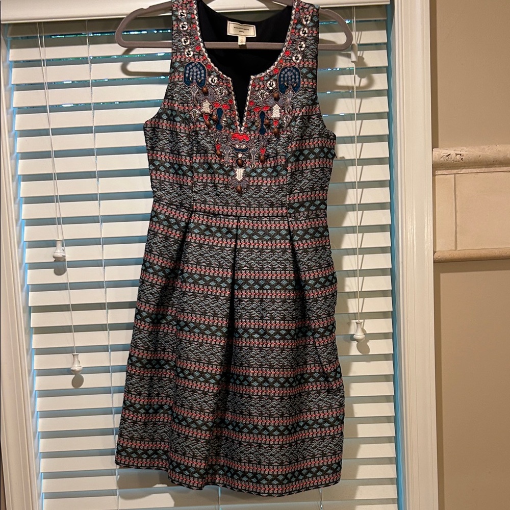 Moulinette Soeurs Black and Pink Patterned Mini Dress